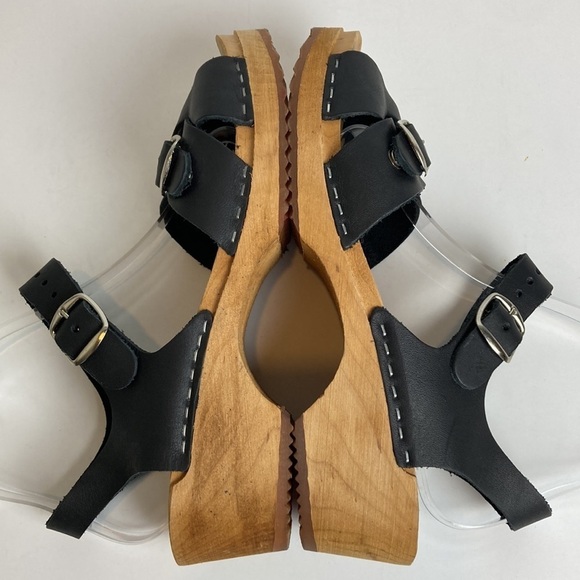 Free People Mia Presley Clogs in Black Leather 39 Hippie Scandi Girl Granola - Picture 12 of 15